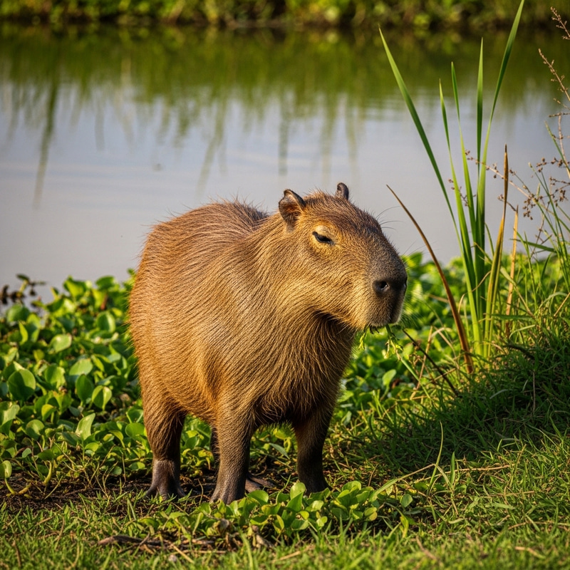 Capybara - Peaceful Rodent in Natural Habitat Capybara - Peaceful Rodent in Natural Habitat