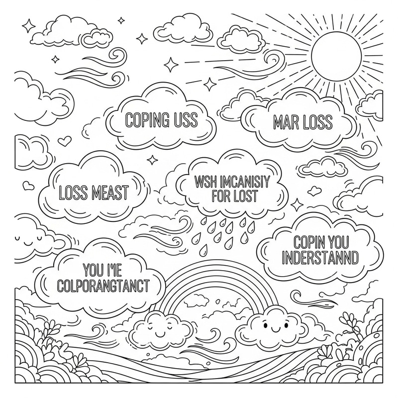 Whimsical Clouds Representing Loss Coping | Coloring Book Whimsical Clouds Representing Loss Coping | Coloring Book