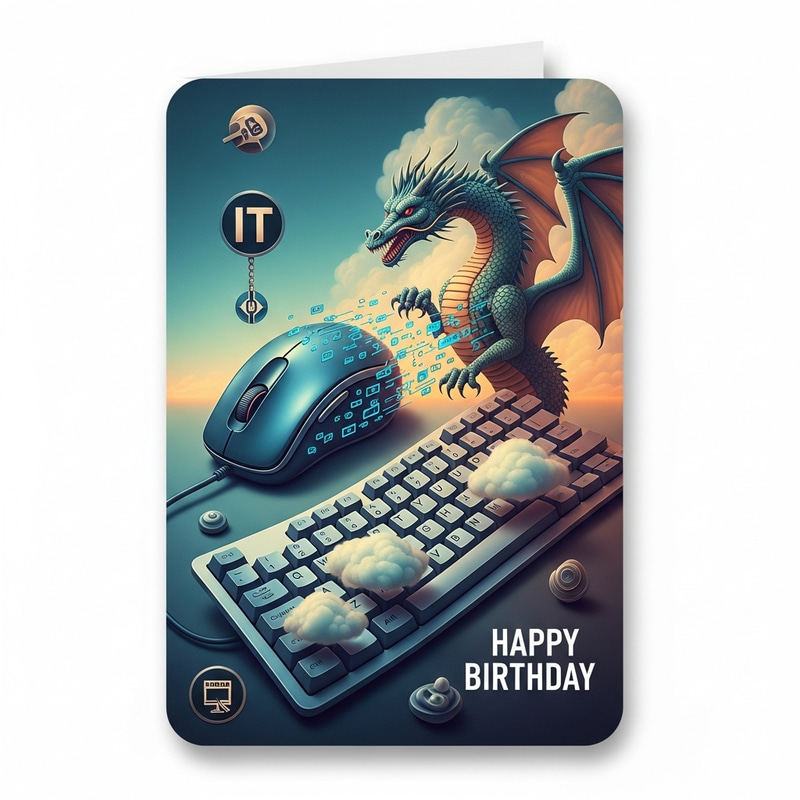 Surrealist IT Specialist Birthday Card | Unique Design