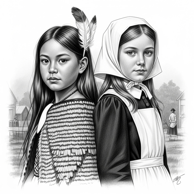 Unity of Maori and British Girls in Striking Sketch Unity of Maori and British Girls in Striking Sketch