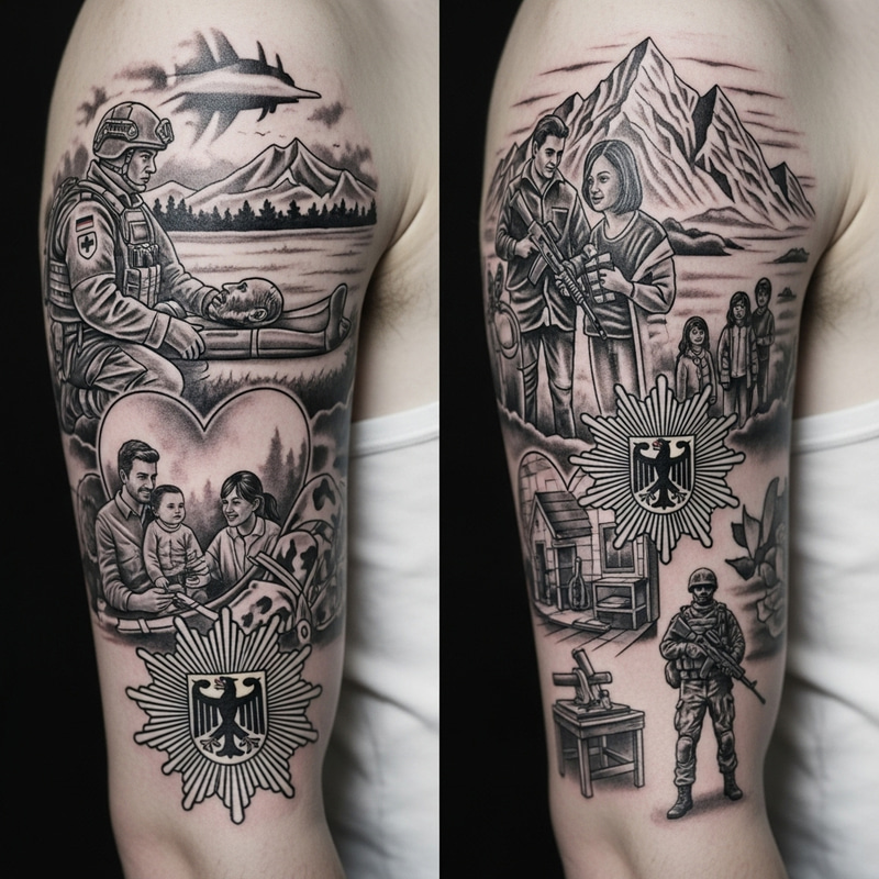 German Soldier & Medic Tattoo: Heroes in Action
