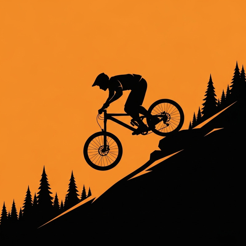 Sleek Mountain Biker Silhouette | Downhill Vector Art