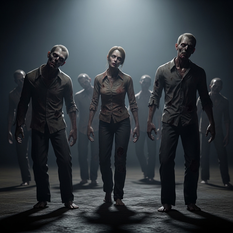 Creepy Zombie Horror Scene - Volumetric Lighting, Epic Details, 8k Creepy Zombie Horror Scene - Volumetric Lighting, Epic Details, 8k