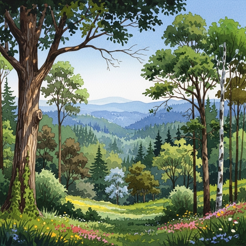 Vivid Watercolor Forest: A Nature's Masterpiece Vivid Watercolor Forest: A Nature's Masterpiece