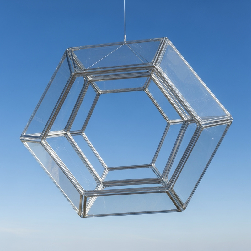 Crystal Clear Glass Icosahedron: Symmetry and Reflections
