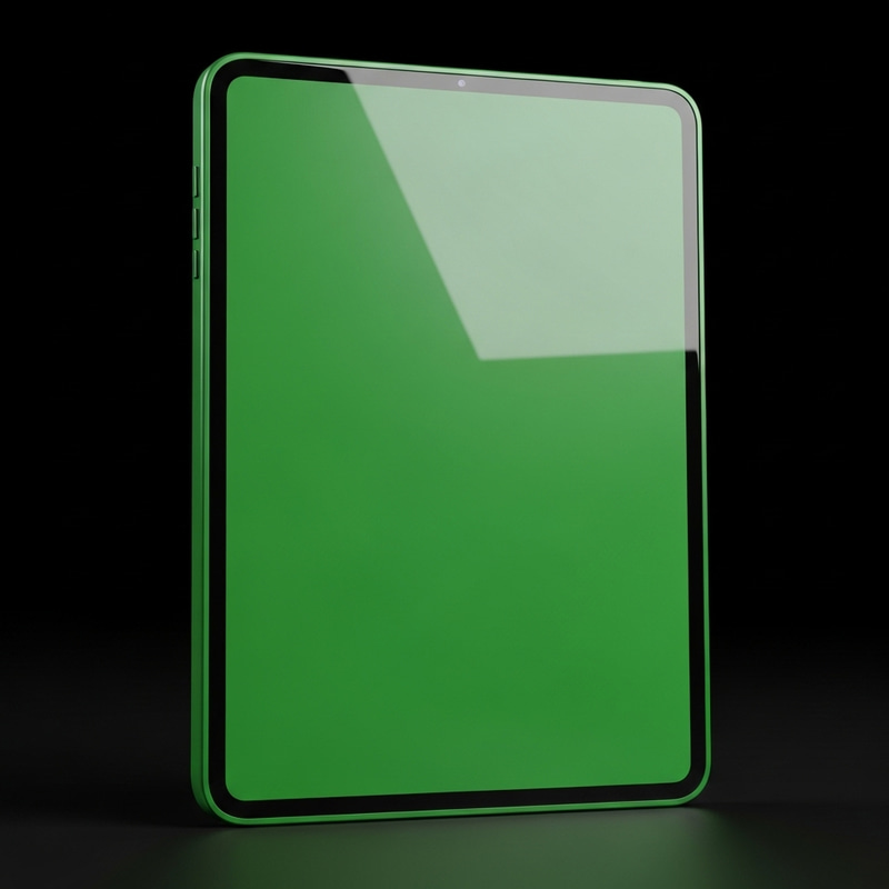 Vibrant Green Tablet on Dark Background Vibrant Green Tablet on Dark Background