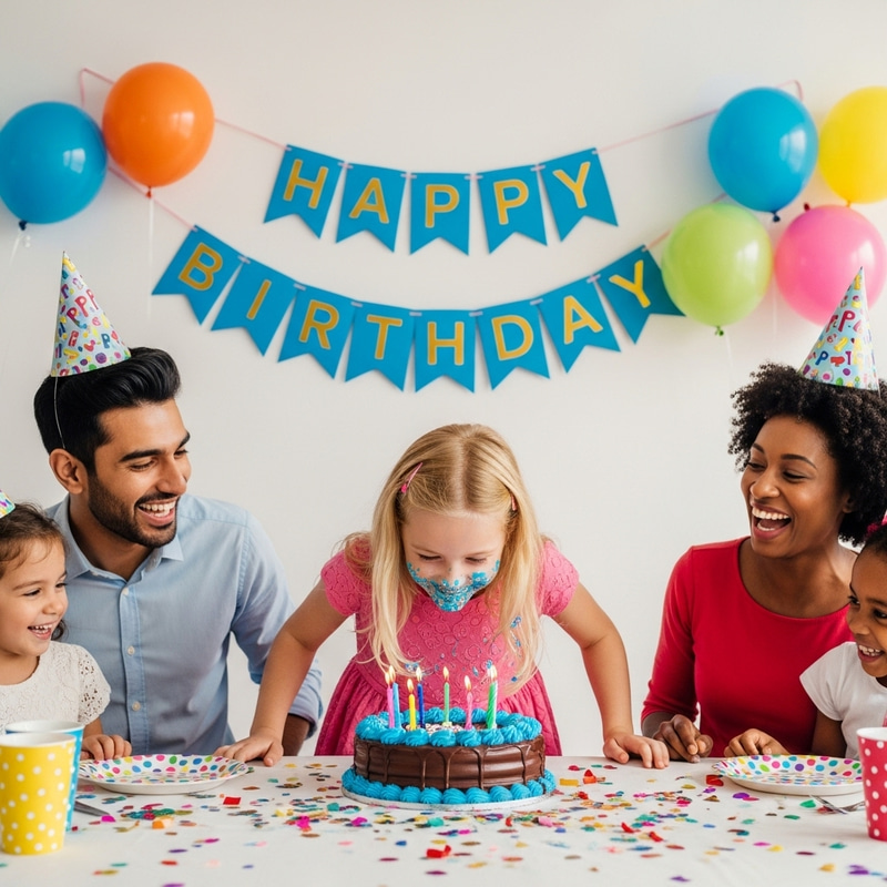 Caucasian Girl Falling into Chocolate Birthday Cake | Joyful Moment Caucasian Girl Falling into Chocolate Birthday Cake | Joyful Moment