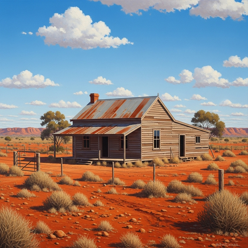 Run-Down Farmhouse in the Australian Outback