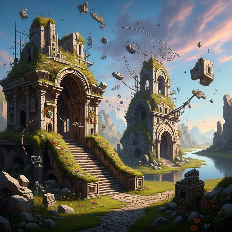 Surreal Ancient Ruins Landscape | Abstract Art Surreal Ancient Ruins Landscape | Abstract Art