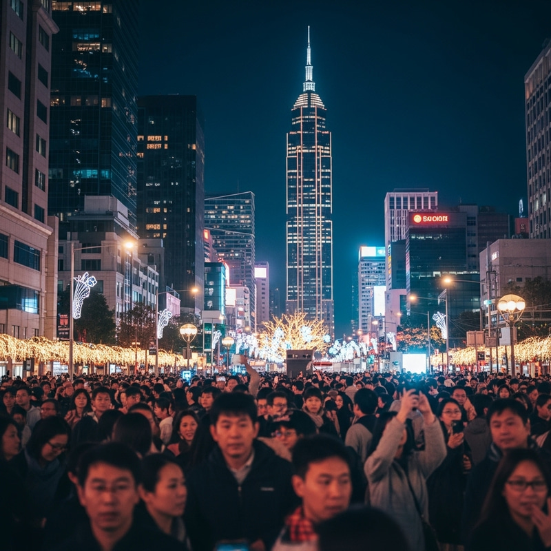 Vibrant New Year Cityscape | Bokeh Lights Celebration