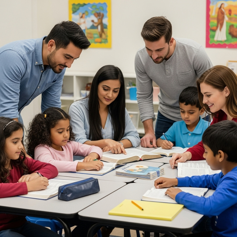 Diverse Adult & Children's Bible Class with Multicultural Engagement Diverse Adult & Children's Bible Class with Multicultural Engagement