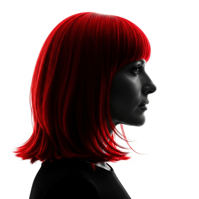 Forties Woman Silhouette with Red Hair in Grayscale Forties Woman Silhouette with Red Hair in Grayscale