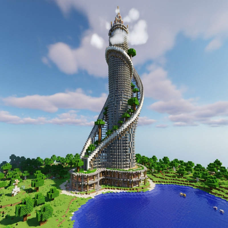 Tall and Curvy Minecraft Skyscraper - Modern Building Tall and Curvy Minecraft Skyscraper - Modern Building