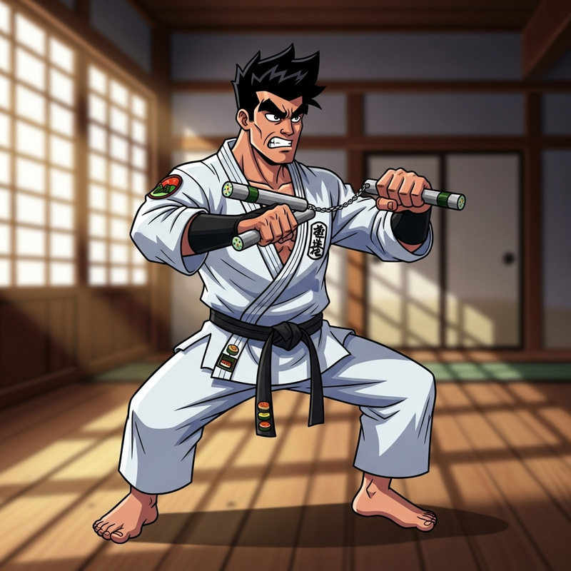 Jackie Chan Cartoon with Sushi Sticks | Martial Arts Pose