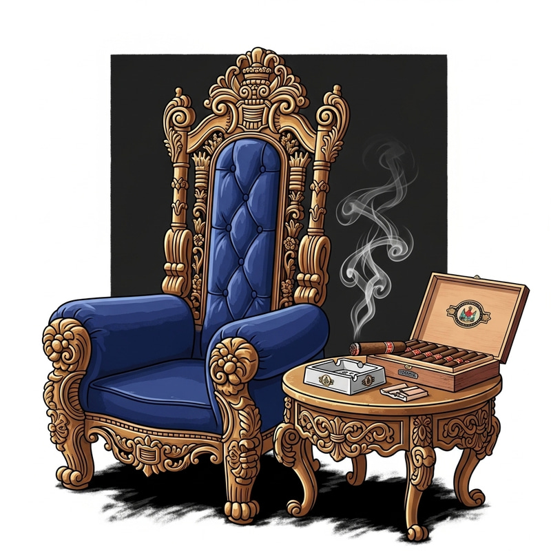 Regal High Back Royal Chair & Cigar Table | Luxurious Design