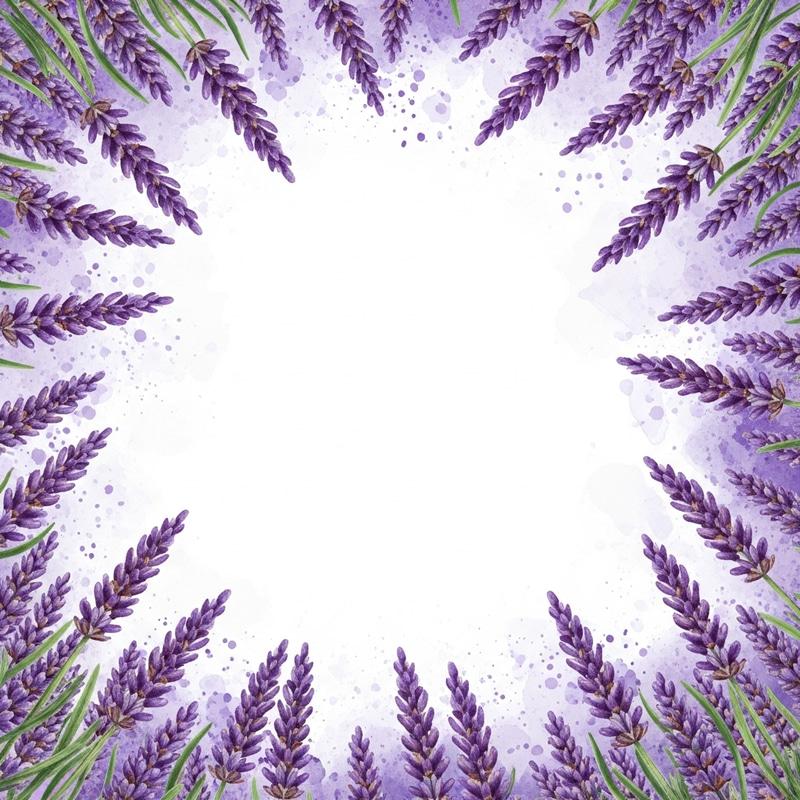 Wildflower Lavender Frame in Watercolor Style Wildflower Lavender Frame in Watercolor Style
