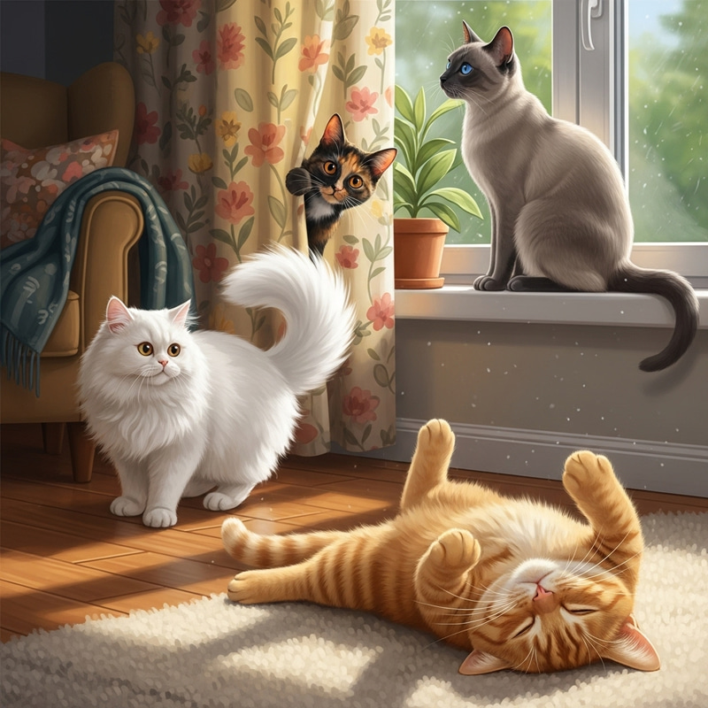 Cute Cat Poses | Adorable Tabby, Siamese, Persian & Tortoiseshell Cats