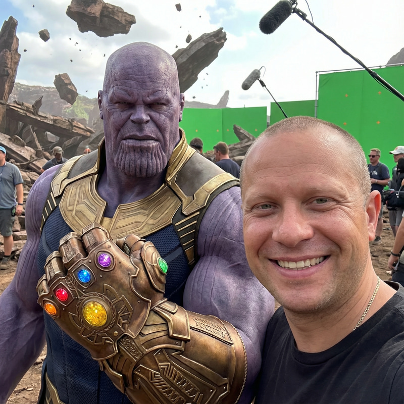 Selfie with Thanos on Avengers Set - Epic Moment Selfie with Thanos on Avengers Set - Epic Moment