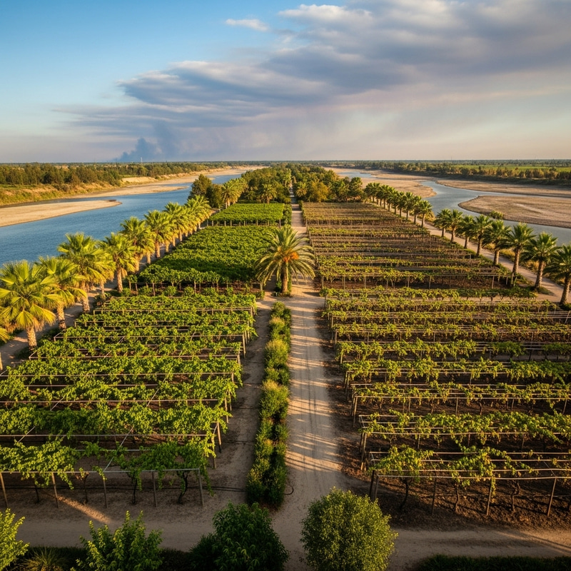 Scenic Gardens with Palm Trees and Ancient Rivers Scenic Gardens with Palm Trees and Ancient Rivers