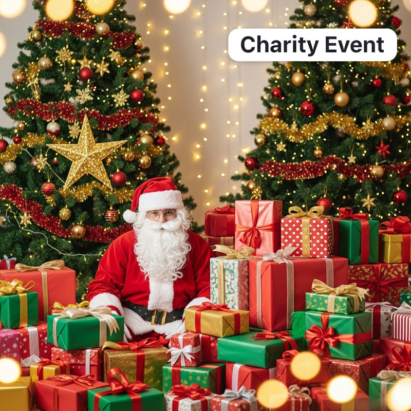 Santa Claus Charity Event with Presents | Spread the Joy
