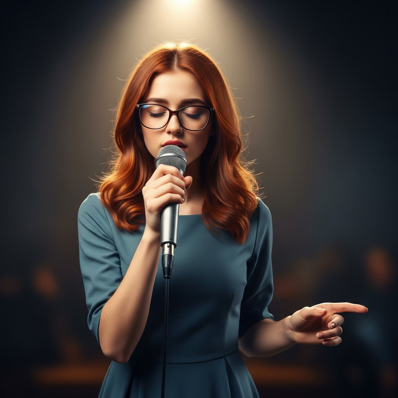 16-Year-Old Redhead Singing with Confidence