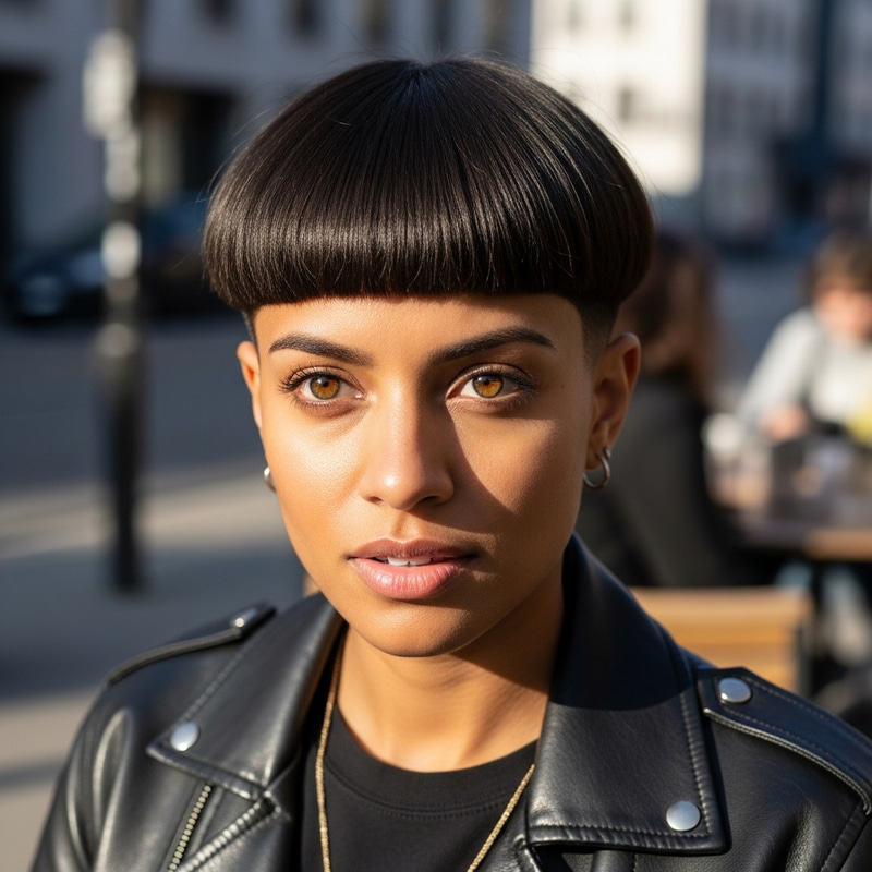 Stylish Bowl Cut Hairstyle on a Diverse Individual
