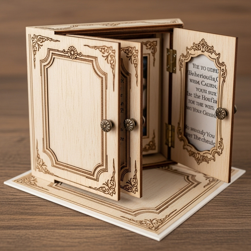 Wooden Closet Greeting Card - Handcrafted Design