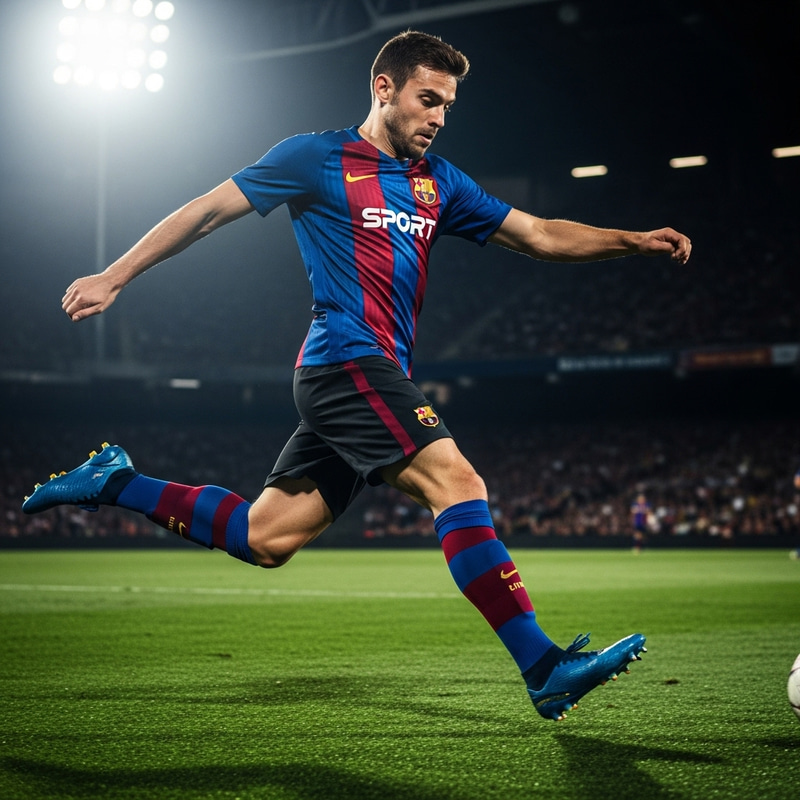 Fit Caucasian Male Football Player in Blue & Maroon Kit Heading, Speed, Shooting Demo