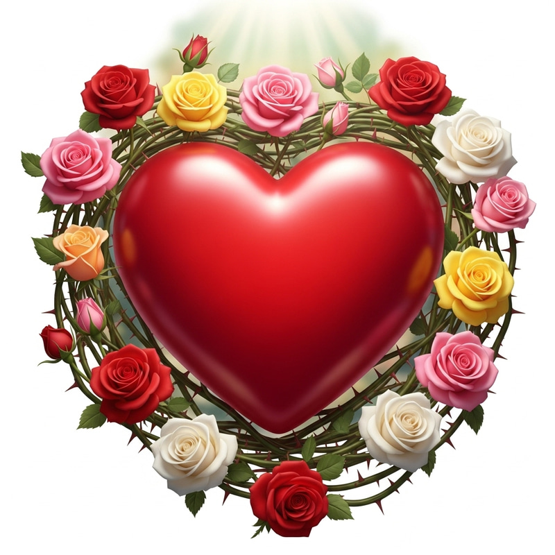 Radiant Heart Surrounded by Roses - Capturing Love and Beauty Radiant Heart Surrounded by Roses - Capturing Love and Beauty