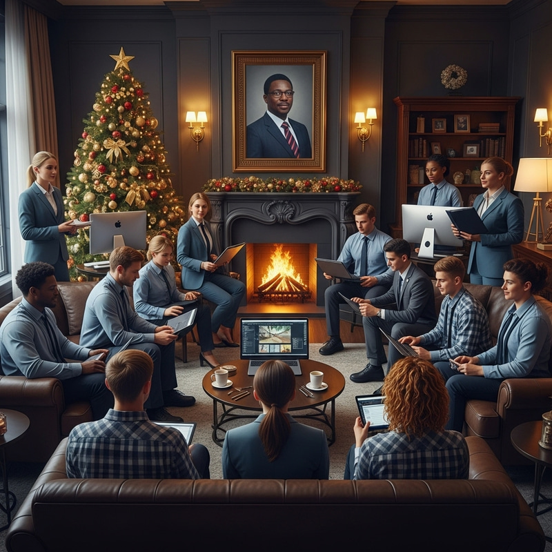 Elegant Christmas Tree Lighting Event in Luxury Flat Elegant Christmas Tree Lighting Event in Luxury Flat