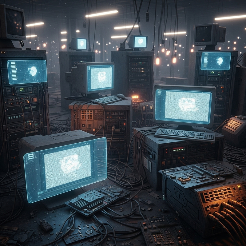 Abandoned Futuristic IT Equipment | Surreal Tech Relics Abandoned Futuristic IT Equipment | Surreal Tech Relics