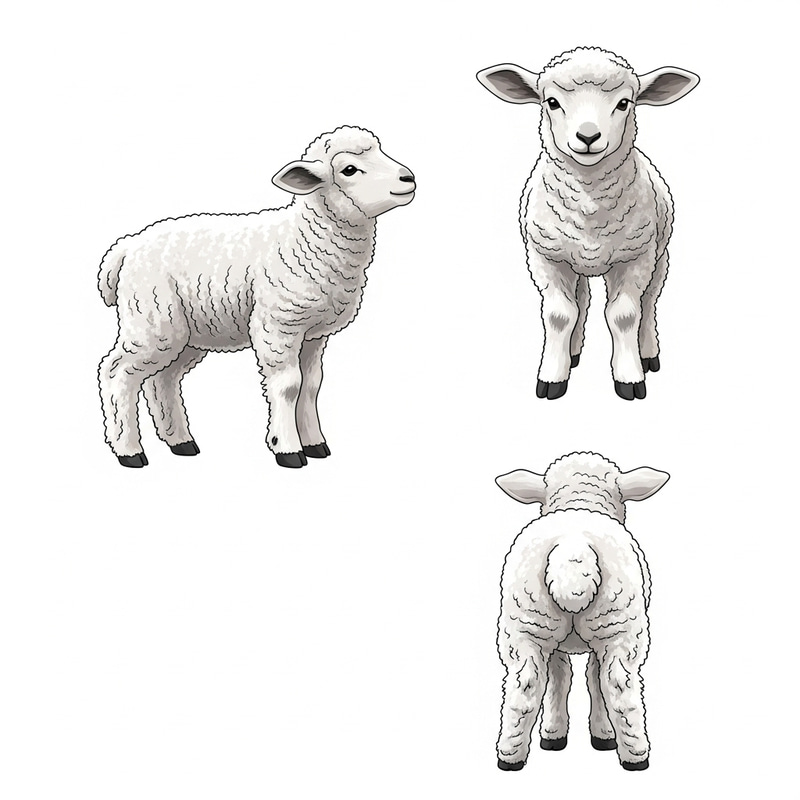Adorable Sheep Baby - Vector Art in Various Poses Adorable Sheep Baby - Vector Art in Various Poses