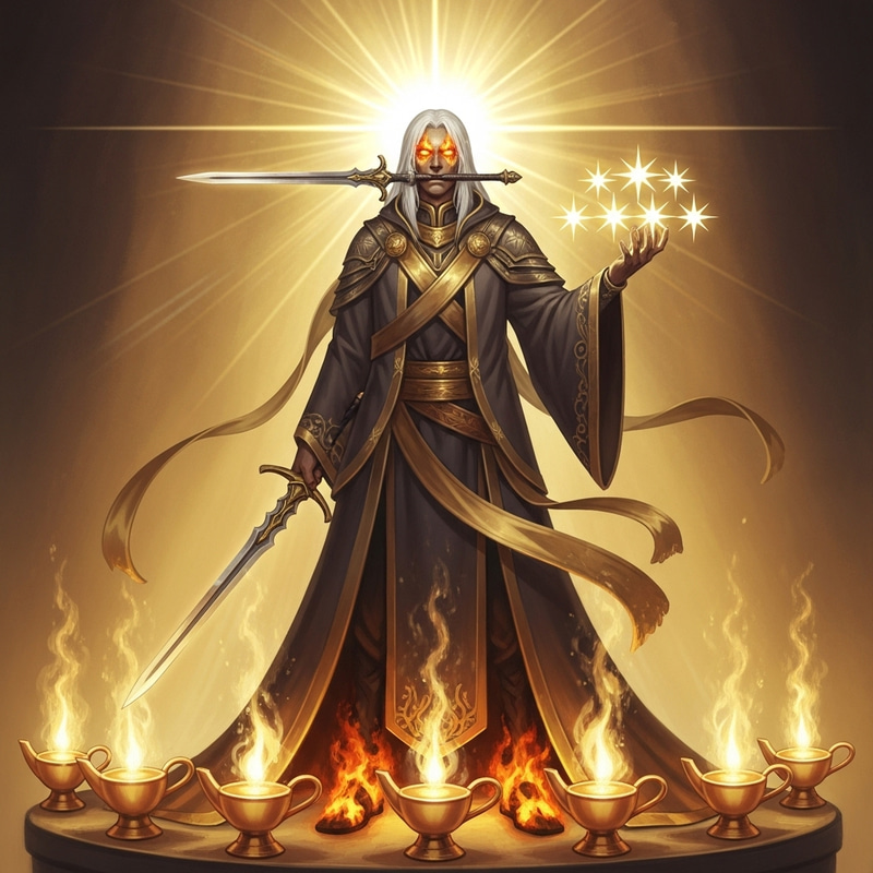 Ethereal Son of Man Amidst Golden Lampstands Ethereal Son of Man Amidst Golden Lampstands