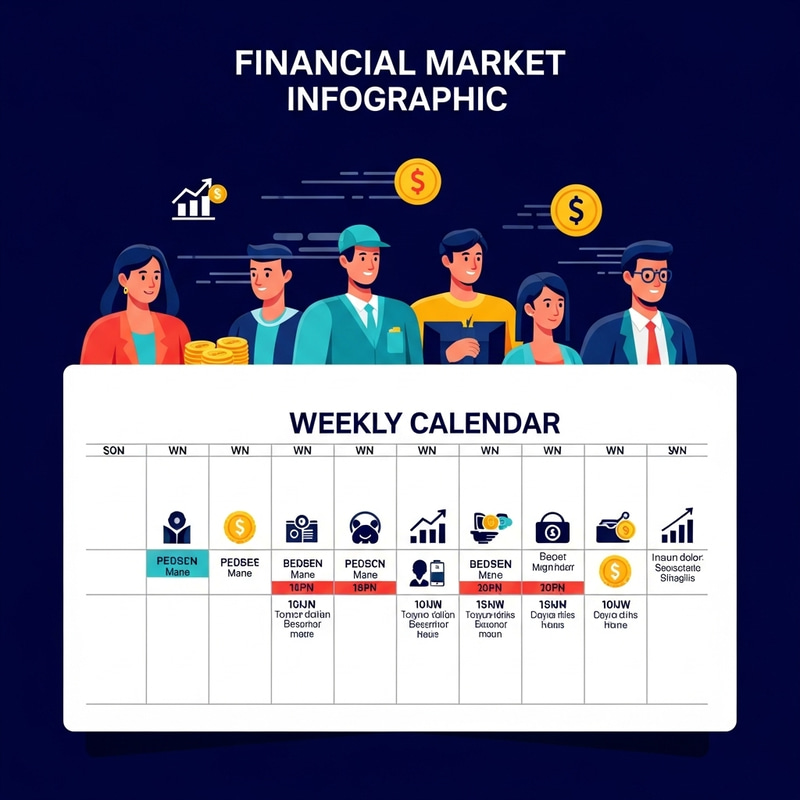 Weekly Financial Market Calendar Infographic Weekly Financial Market Calendar Infographic