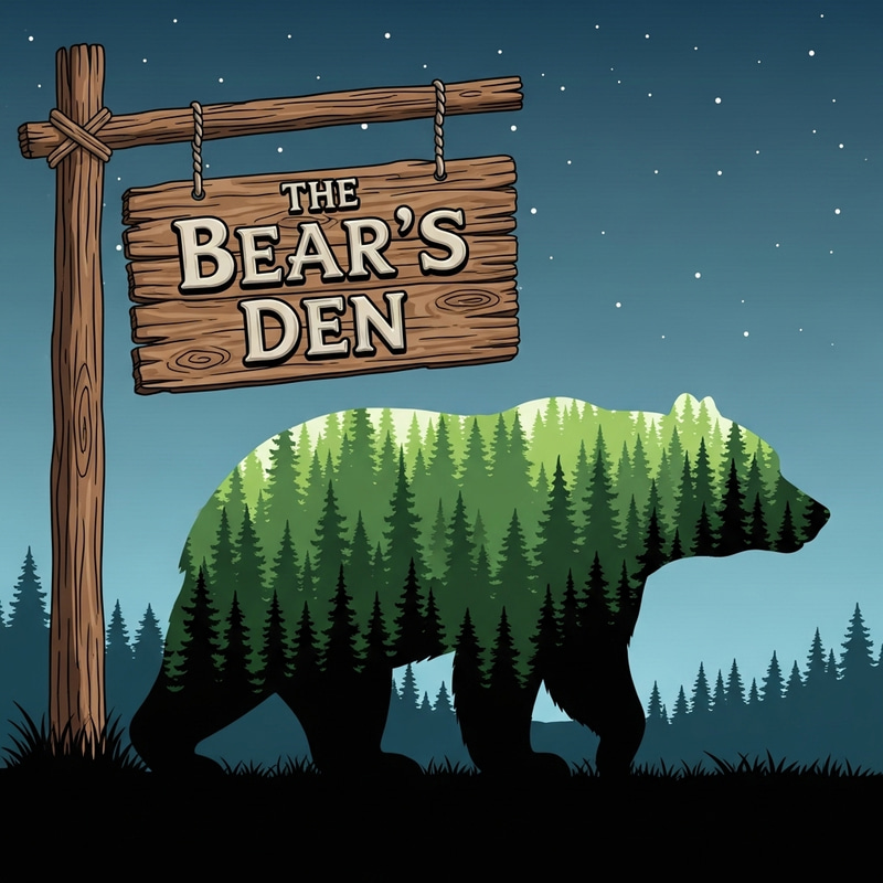 Stunning Bear Silhouette with Forest Design