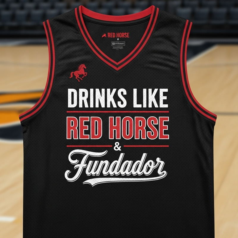 Basketball Jersey with Red Horse & Fundador Design Basketball Jersey with Red Horse & Fundador Design