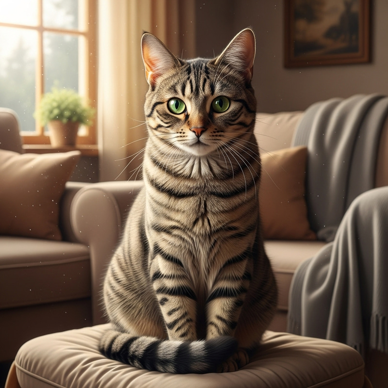 Charming Tabby Cat in a Cozy Indoor Setting