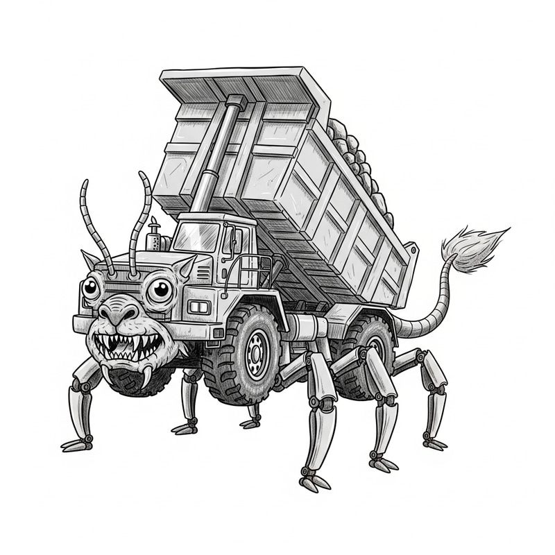 Fantastical Dump Truck Animal: Unique Creature Design Fantastical Dump Truck Animal: Unique Creature Design