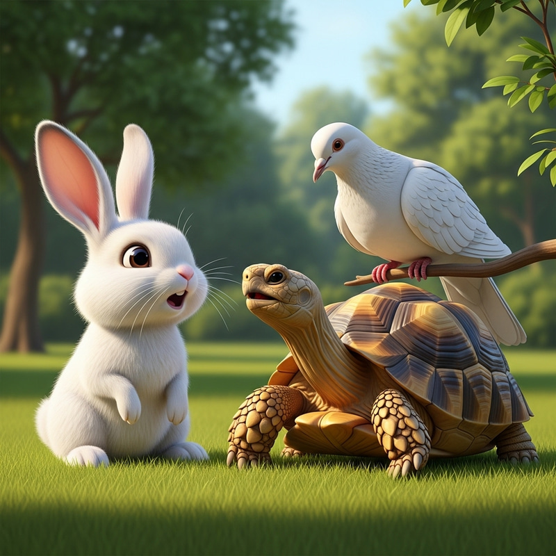 Charming Conversation Among Bunny, Turtle, and Dove