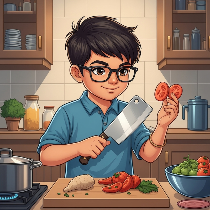 Clever Boy with Glasses Preparing Delicious Meals | Kitchen Experts Clever Boy with Glasses Preparing Delicious Meals | Kitchen Experts