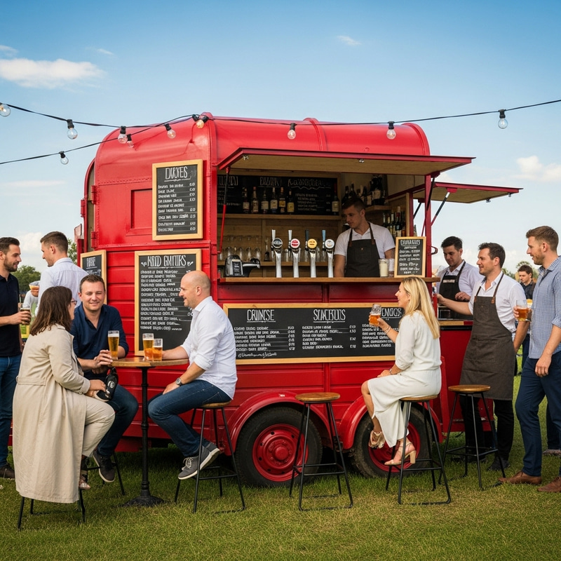 Red Horse Box Mobile Bar for Outdoor Events Red Horse Box Mobile Bar for Outdoor Events