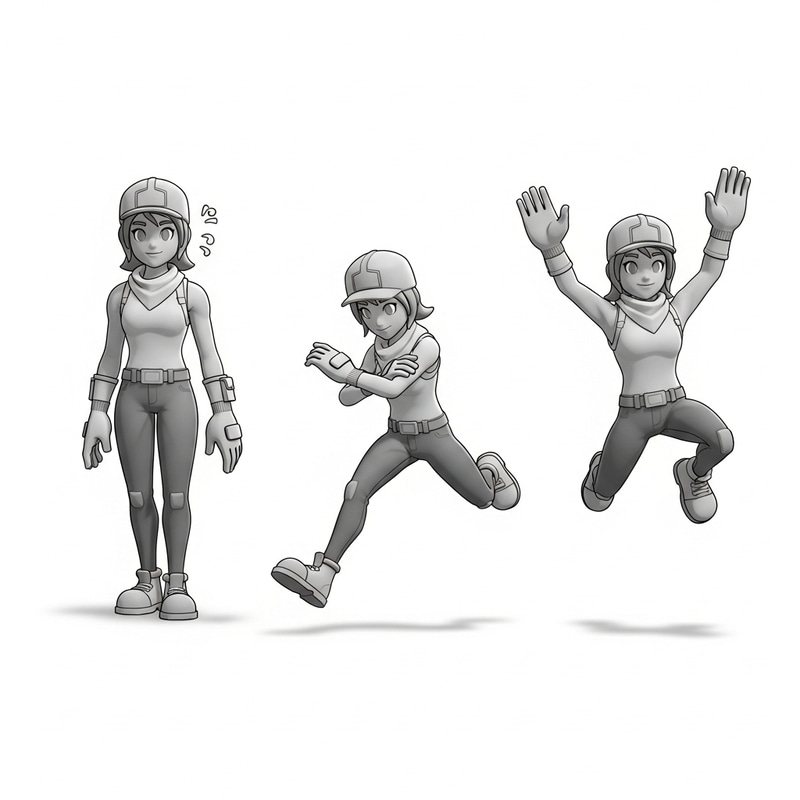 Idle and Jump Running Animation for Video Game Character