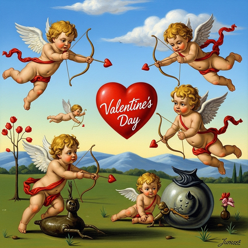 Dreamlike Cupids: Surreal Valentine's Day Whimsy in Dali Style