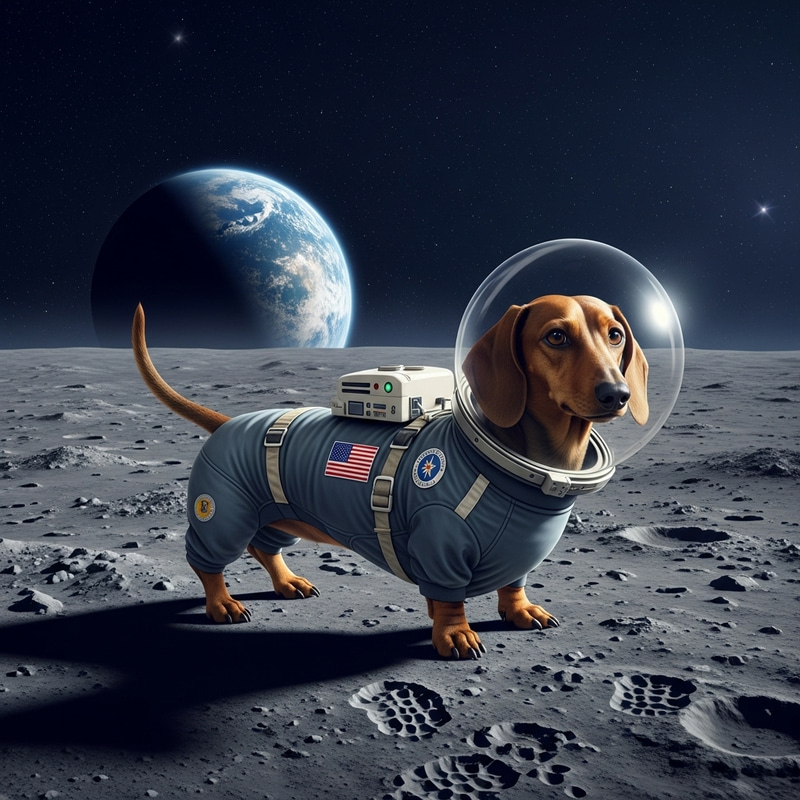 Adorable Dachshund Dog on the Moon | Space Adventure Adorable Dachshund Dog on the Moon | Space Adventure