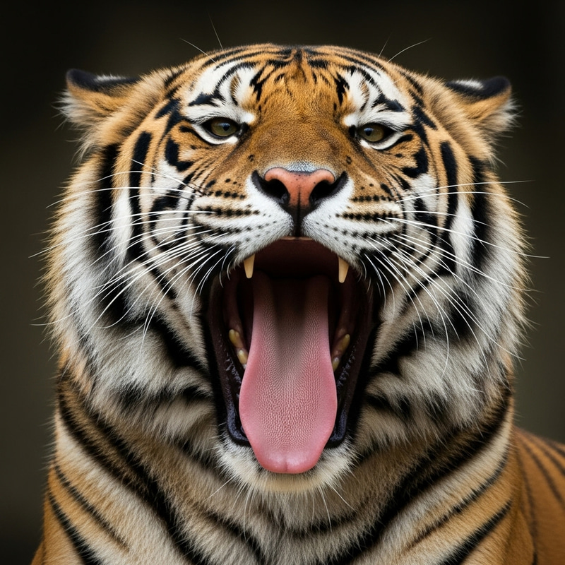 Cute Tiger Panting: Close-Up of Its Fluffy Face Cute Tiger Panting: Close-Up of Its Fluffy Face