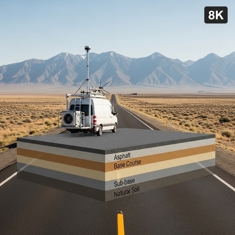 3D Layer Structure of Highway and Mountain Peaks in 8K 3D Layer Structure of Highway and Mountain Peaks in 8K