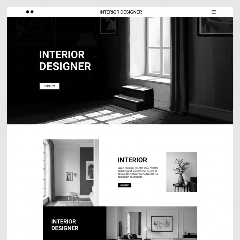 Vintage Black and White Interior Designer Website Layout Vintage Black and White Interior Designer Website Layout