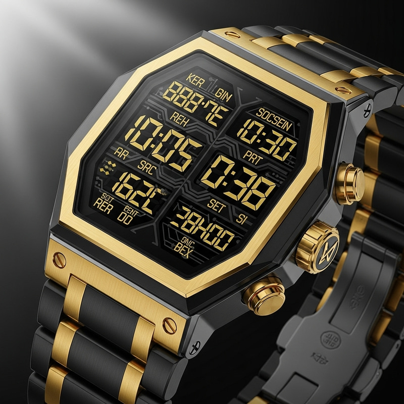 Elegant Modern Gold & Black Watch | Detailed Craftsmanship