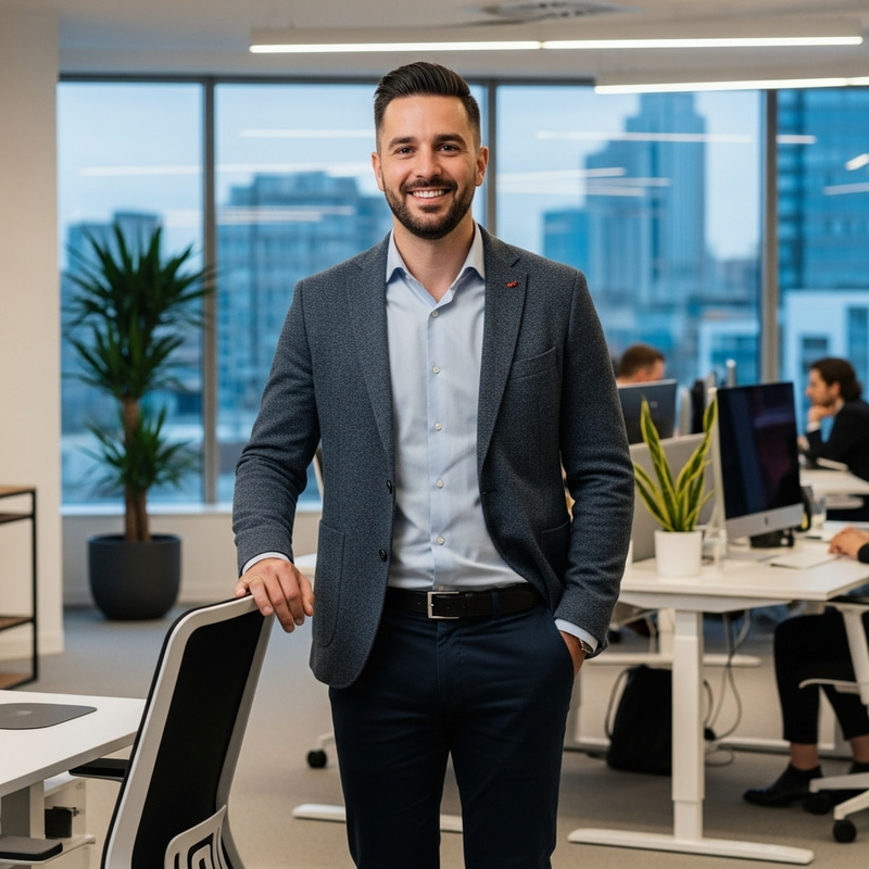 Meet Aaron Shooshani: Professional with Smart Casual Style in Office Setting Meet Aaron Shooshani: Professional with Smart Casual Style in Office Setting