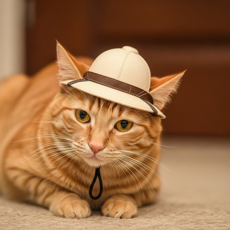 Curious Ginger Cat in a Charming Hat Curious Ginger Cat in a Charming Hat